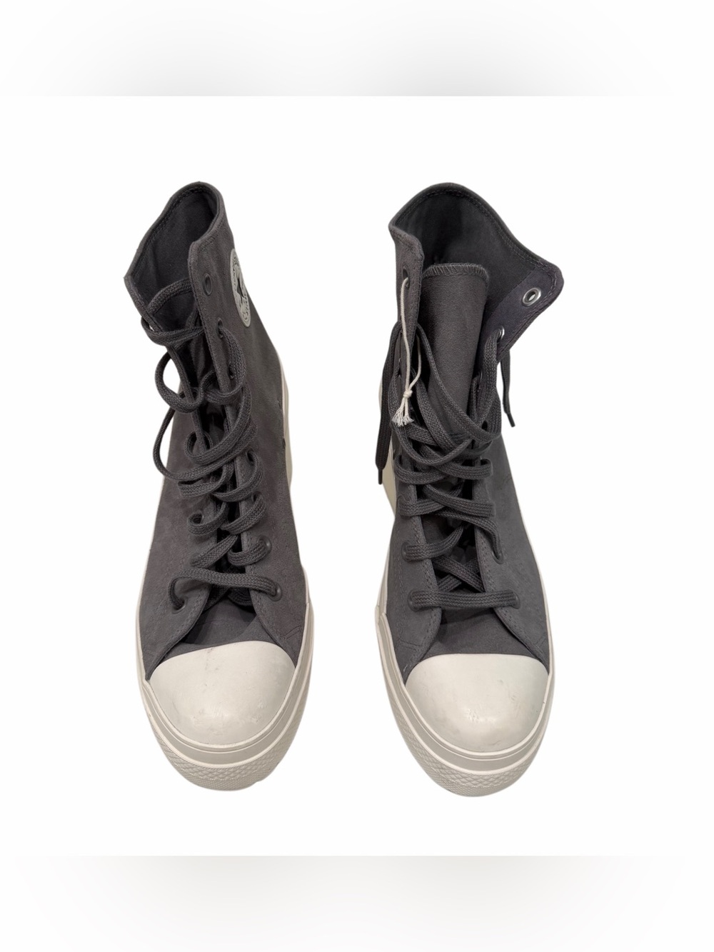 Converse All Star Women's Gray Suede Platform Lace-Up Ankle Boots 12.5 NWOB - Picture 3 of 6